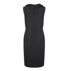 1960s Black Crepe Wrap Over Lace Ruffle Hem Dress