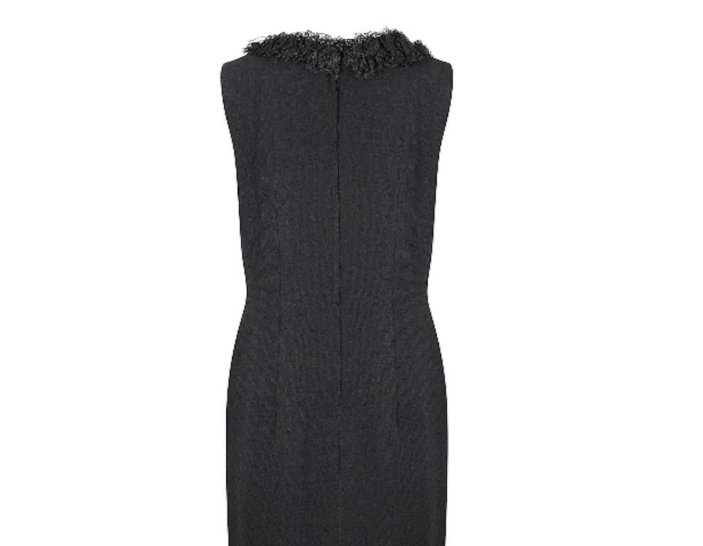 1960s Black Crepe Wrap Over Lace Ruffle Hem Dress For Sale 1