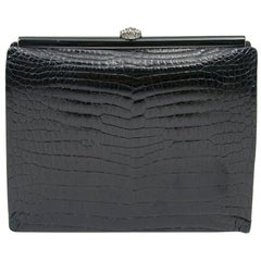 1960s Black Croc Clutch, France