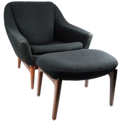 1960s Black Danish Modern Lounge Chair