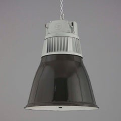1960s Black Enamel Factory pendant light by Elektrosvit