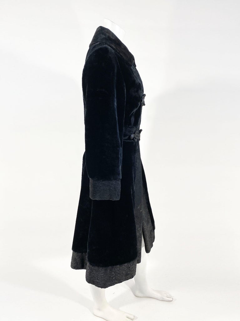 1960s Black Faux Fur/Plush Velvet Mod Coat at 1stDibs