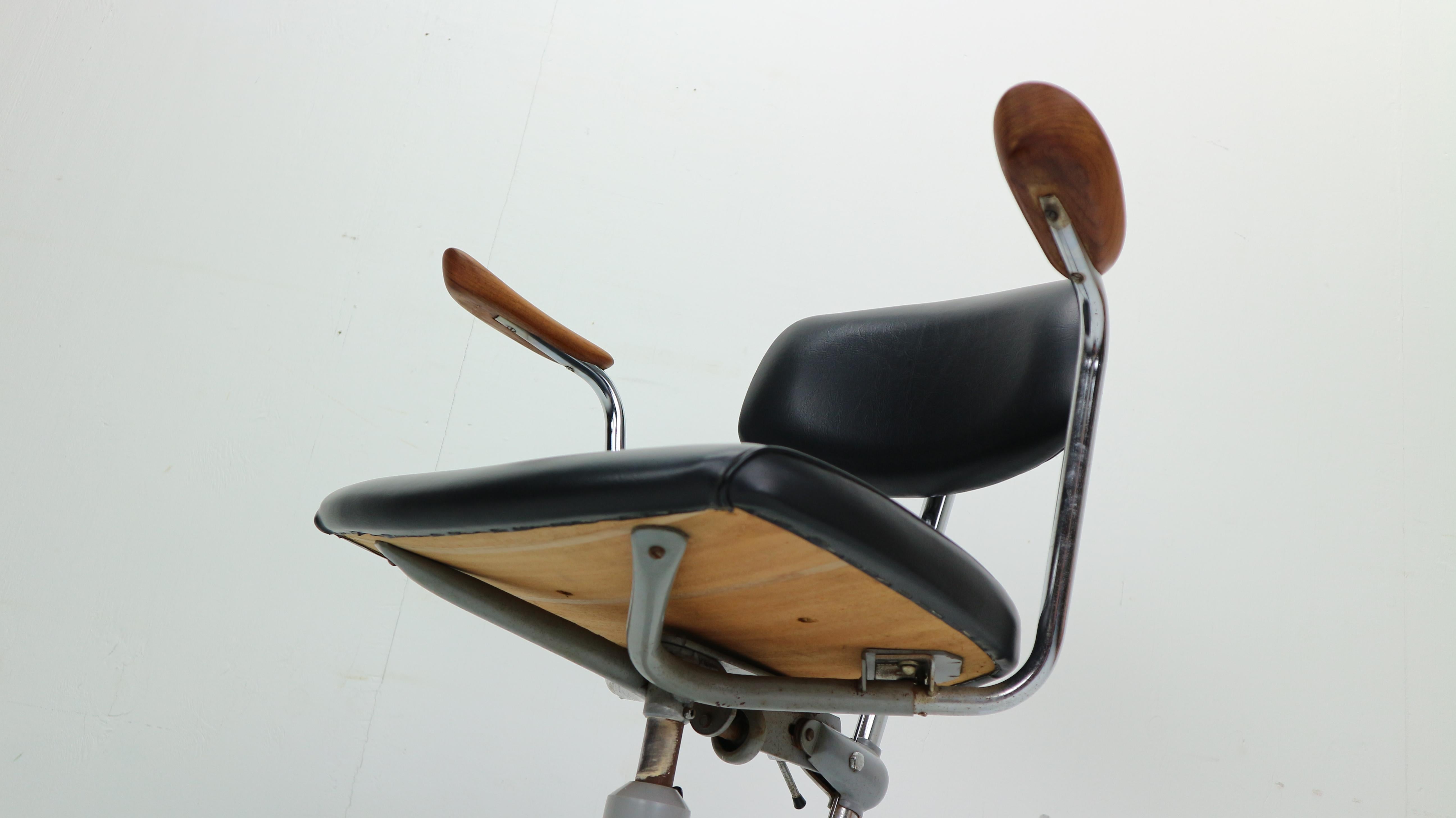 1960s Black Faux Leather Office Chair by Hag Norway 2