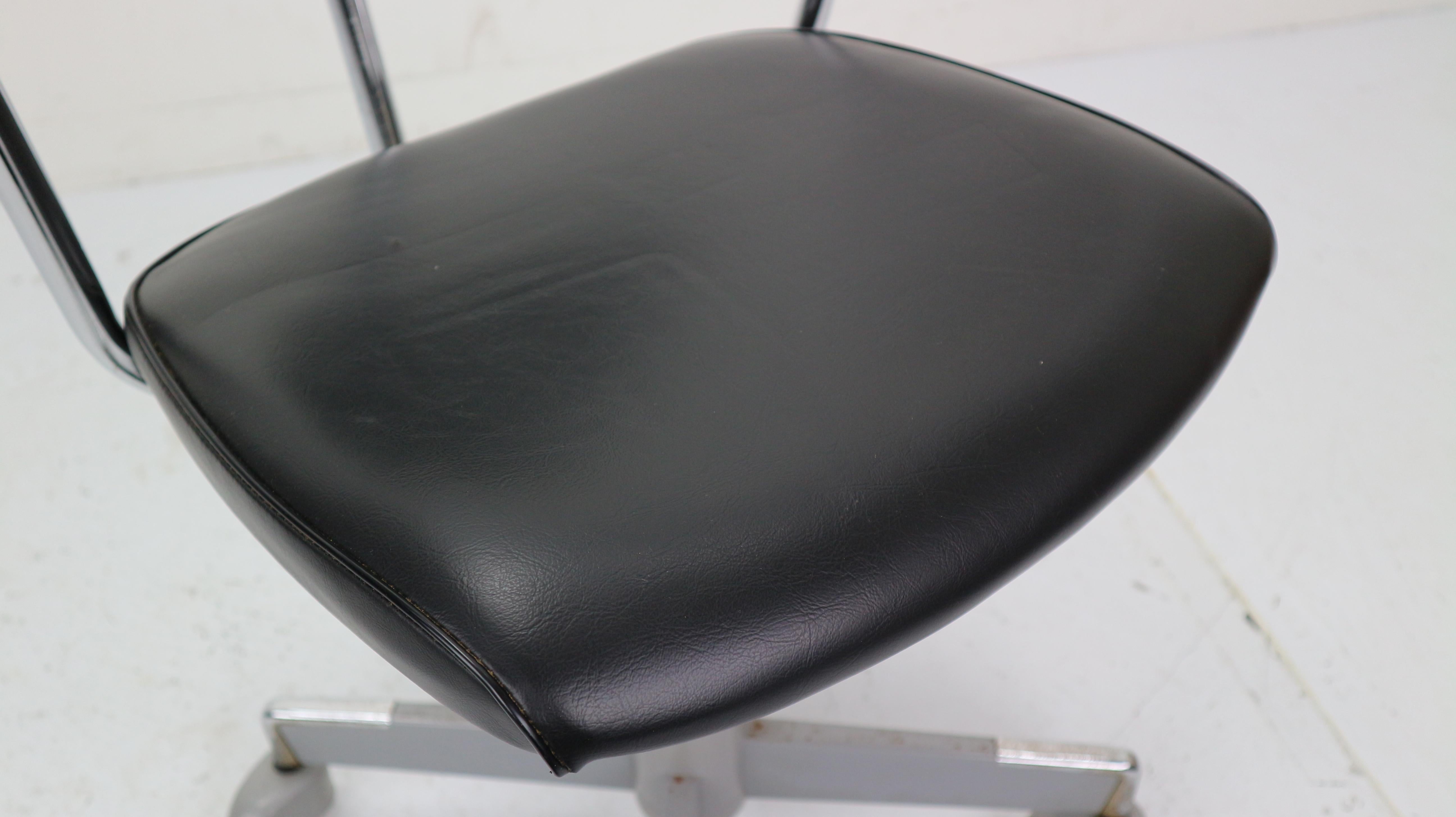 1960s Black Faux Leather Office Chair by Hag Norway 8