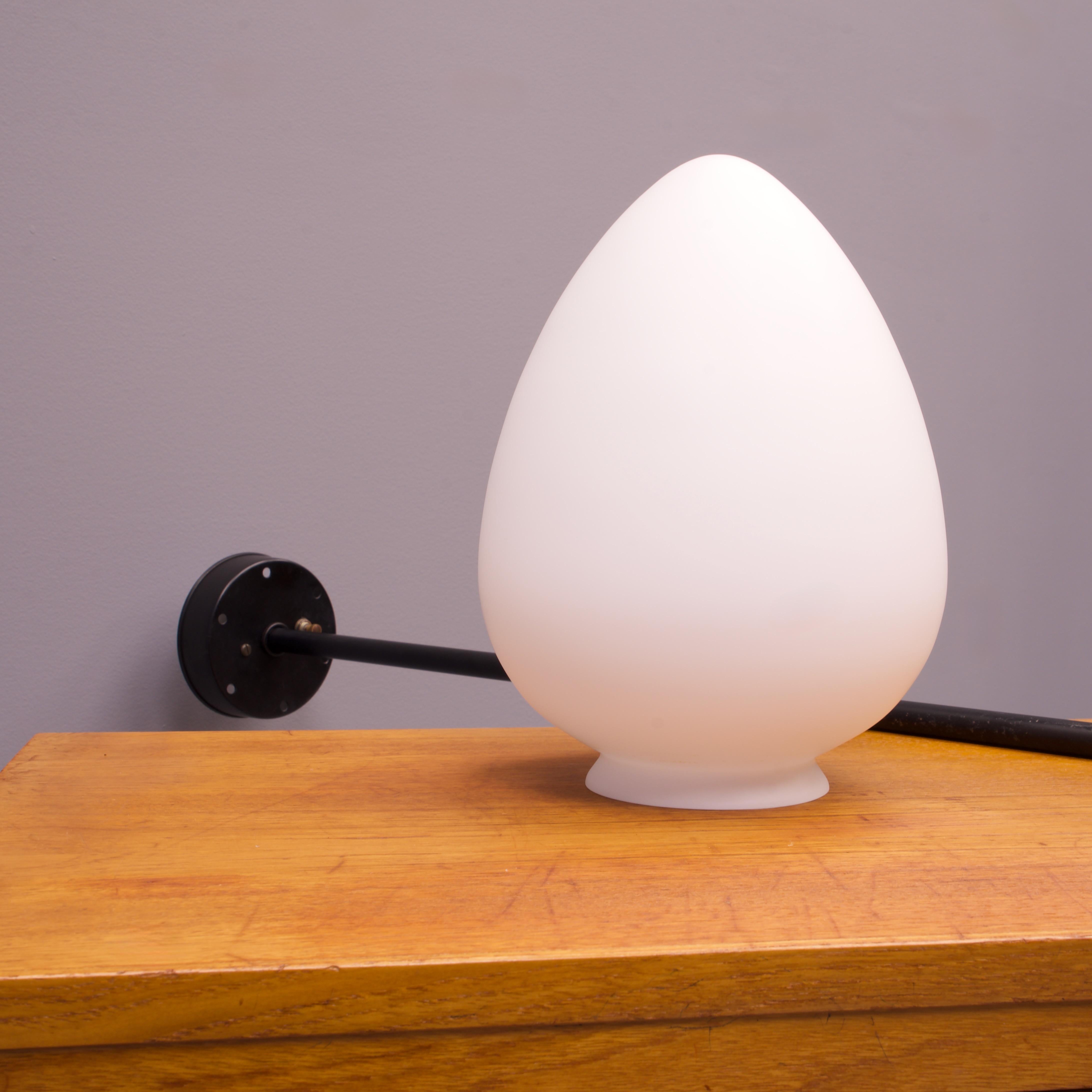 1960s Black Floor Lamp with Frosted Gumdrop Lampshade Vintage like Laurel For Sale 2