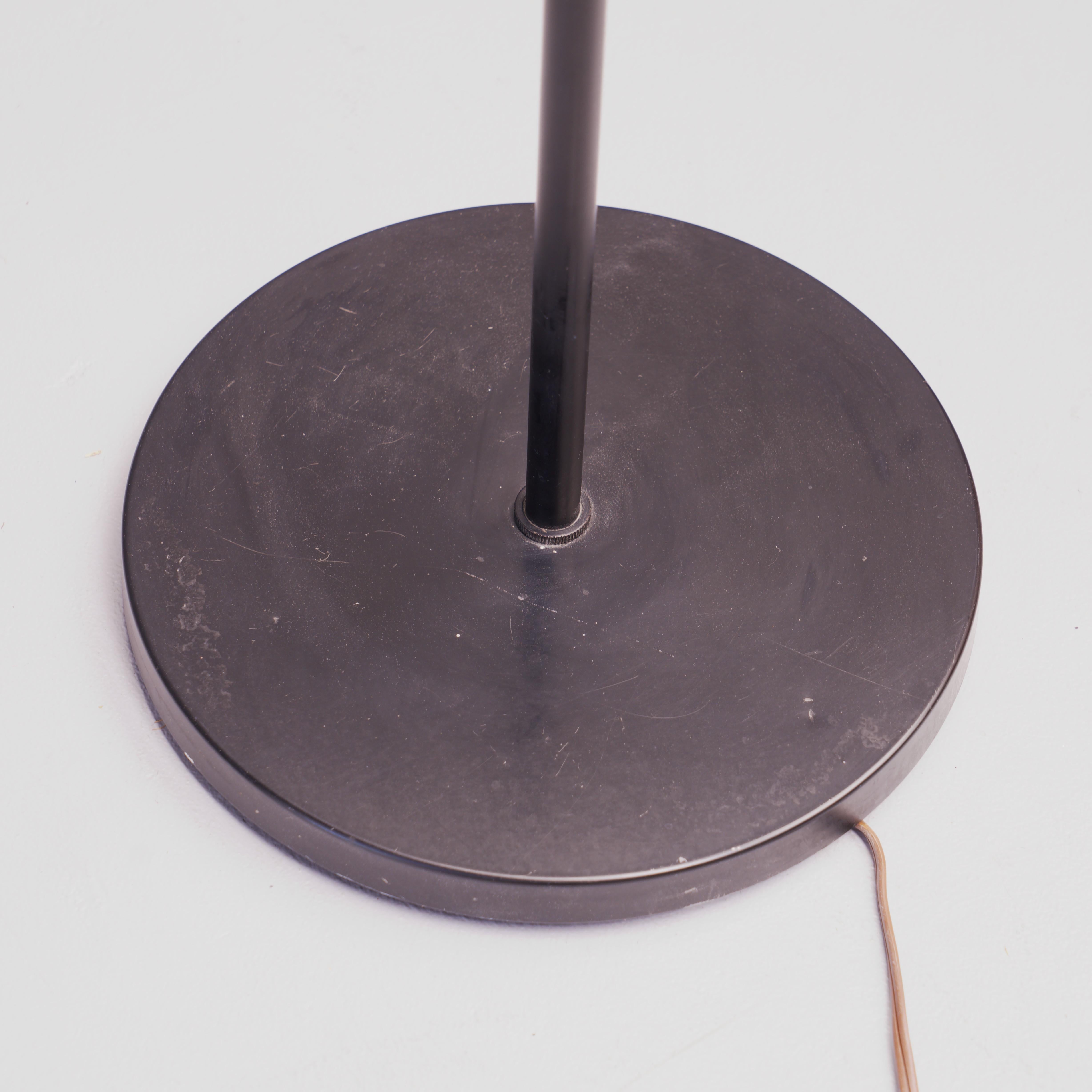 1960s Black Floor Lamp with Frosted Gumdrop Lampshade Vintage like Laurel For Sale 1