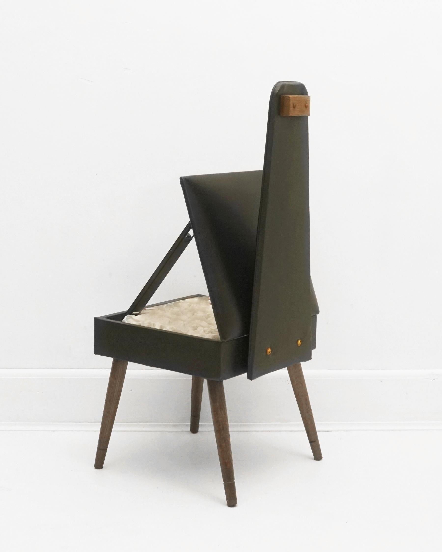 Mid-20th Century 1960s Black Gentleman’s Valet Chair with Seat Storage