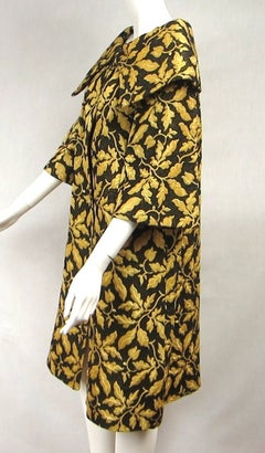 Black & Gold Brocade Metallic Evening Opera Coat 1960s