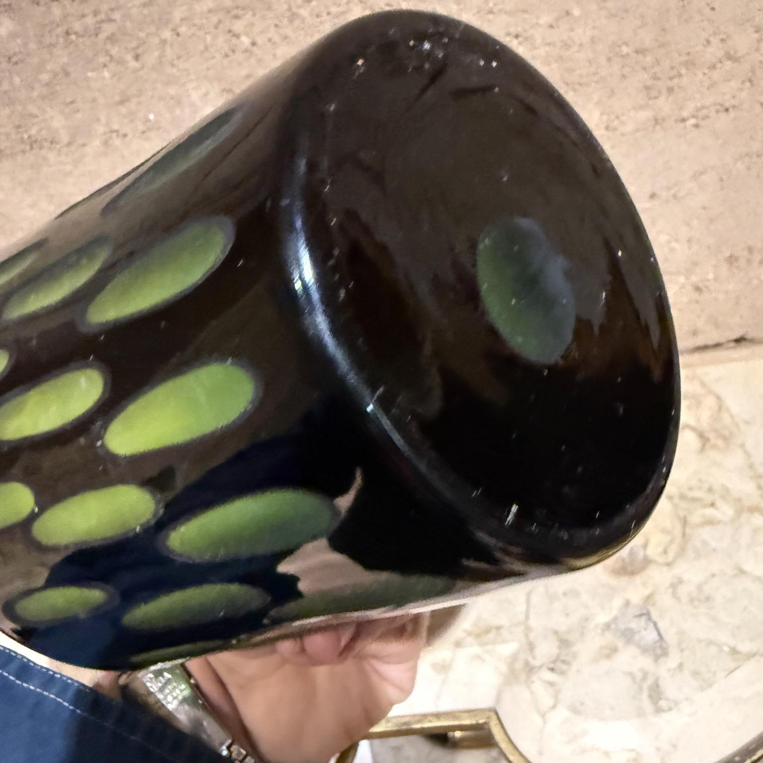 Art Glass 1960s Murano Vases Cased Glass Black & Green Italy For Sale
