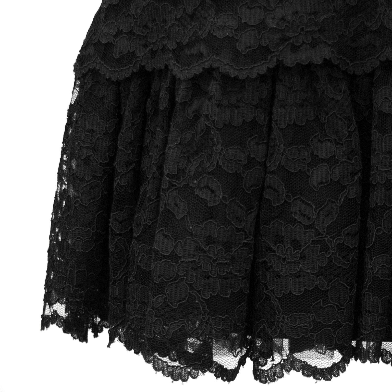 1960s Black Lace Cocktail Dress with Bow For Sale 1