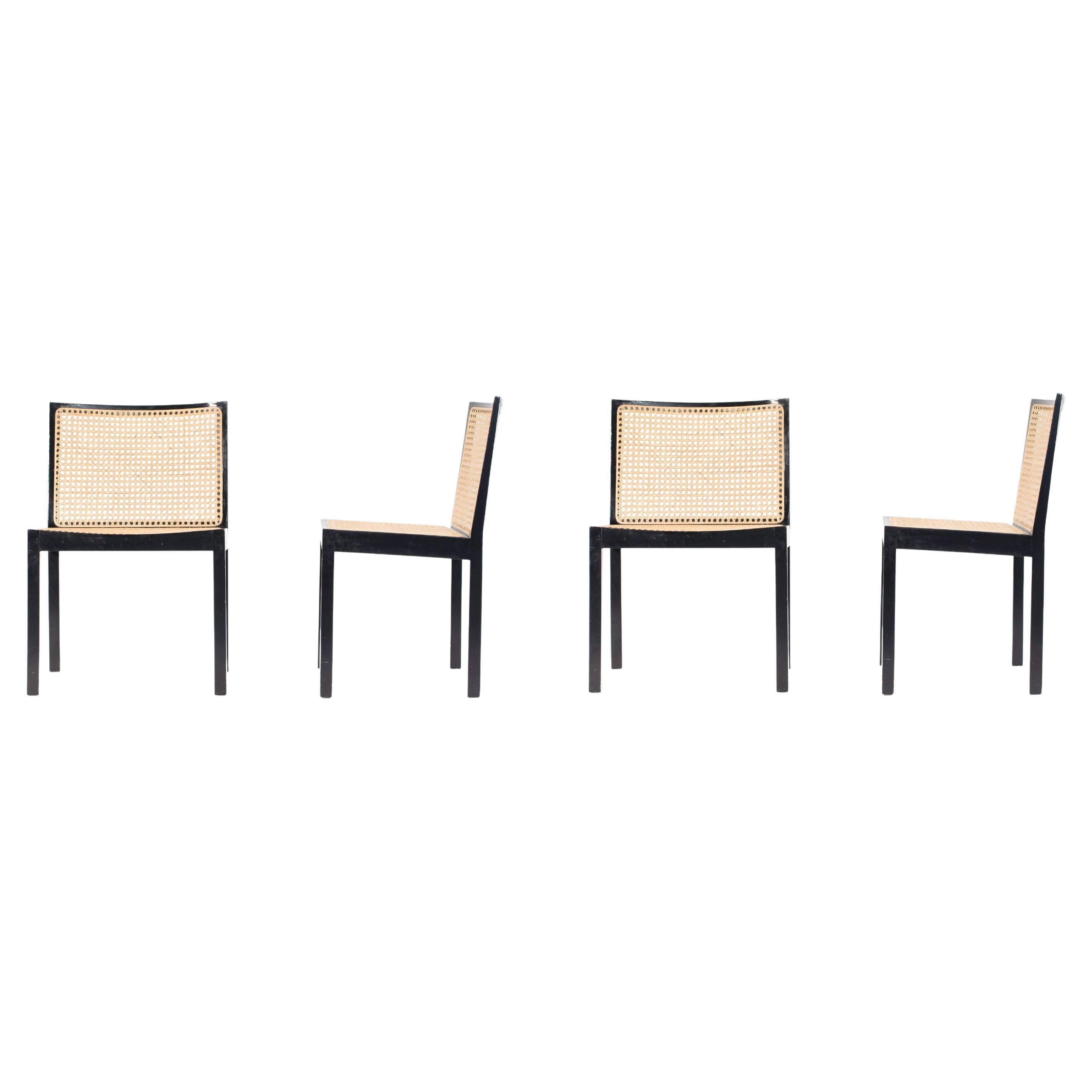 1960s Black Lacquered Bankstuhl Chairs by Willy Guhl for Stendig, Set of Four For Sale