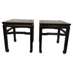 1960s Black Lacquered Side Tables, Stools, or Plant Stands