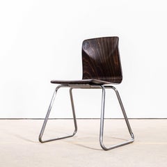1960's Black Laminated Hardwood Chrome Stacking Dining Chairs