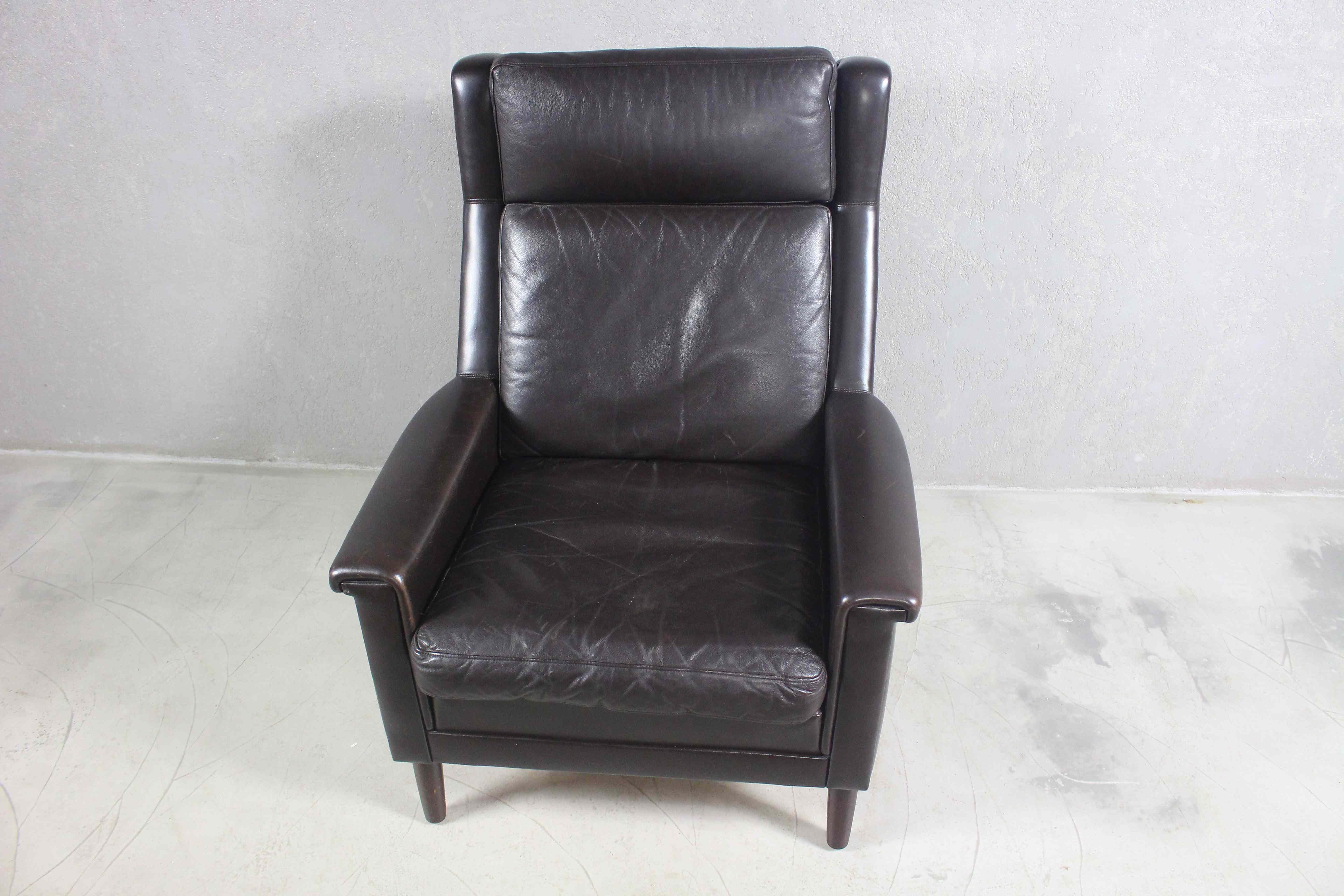 1960s Black Leather Chair by Georg Thams For Sale 3
