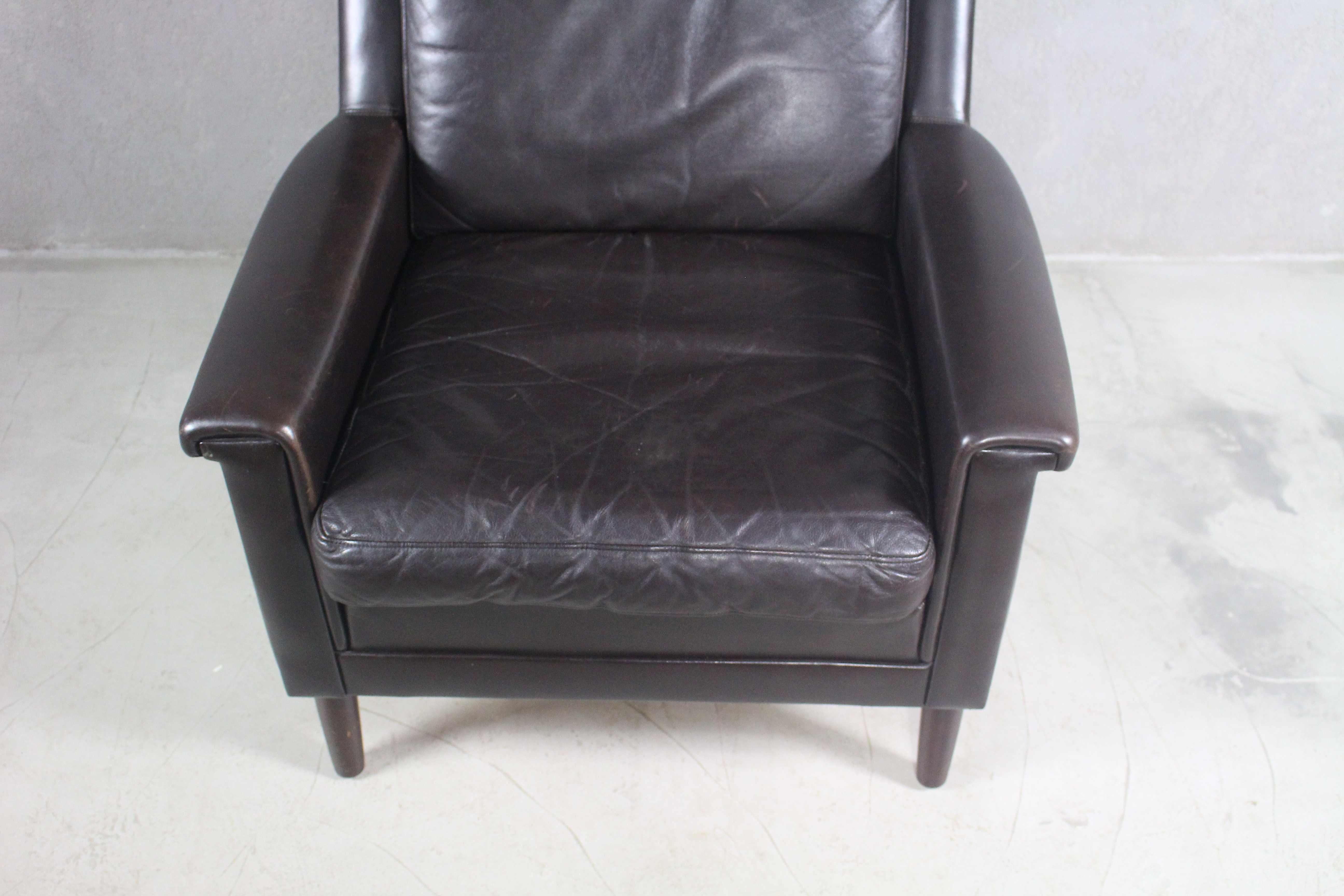 Chaise en cuir noir des années 1960 de Georg Thams en vente 4