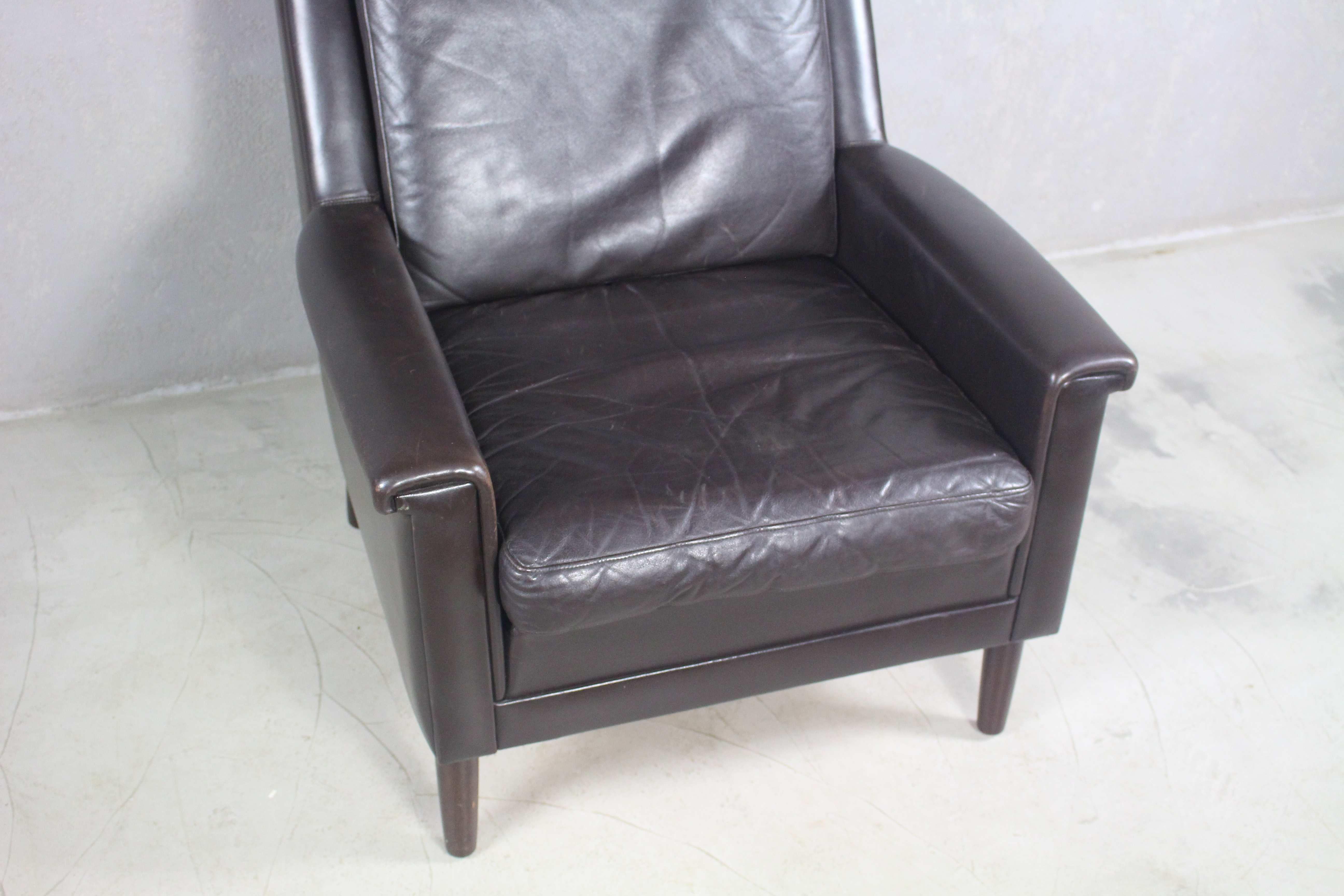 Chaise en cuir noir des années 1960 de Georg Thams en vente 2