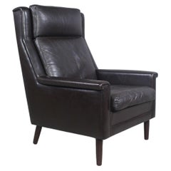 Chaise en cuir noir des années 1960 de Georg Thams