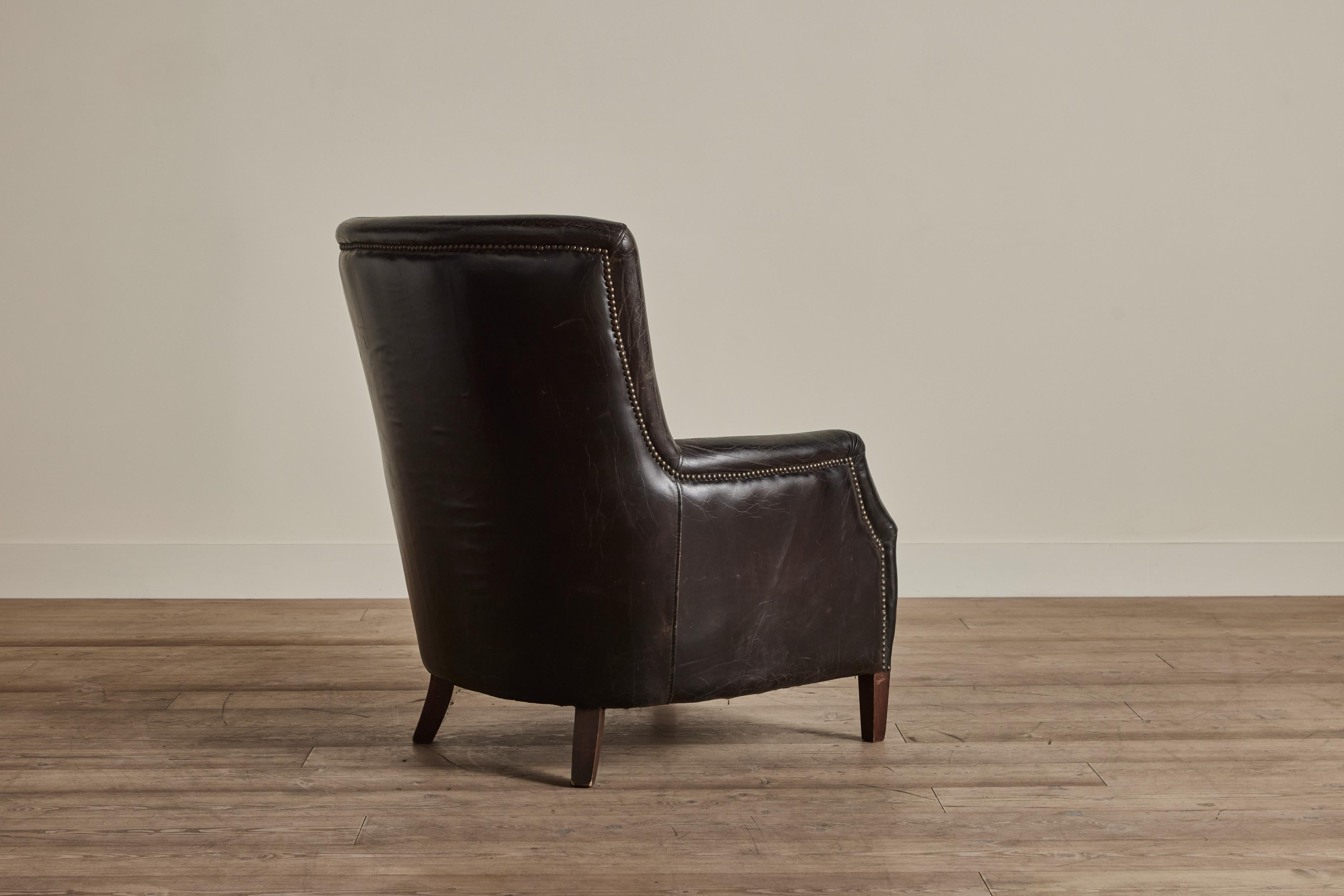 Danish 1960s Black Leather Chair For Sale