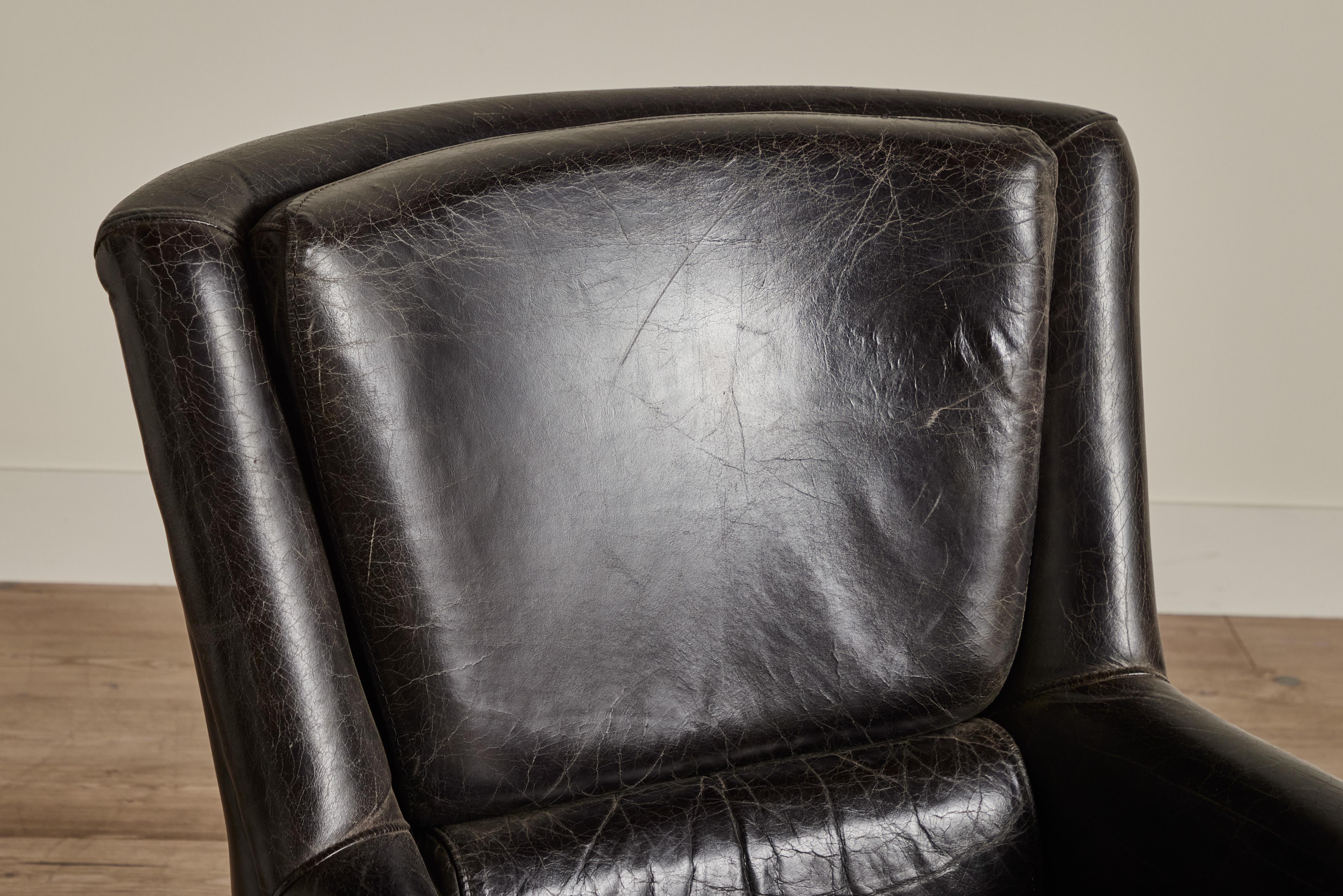 20th Century 1960s Black Leather Chair For Sale