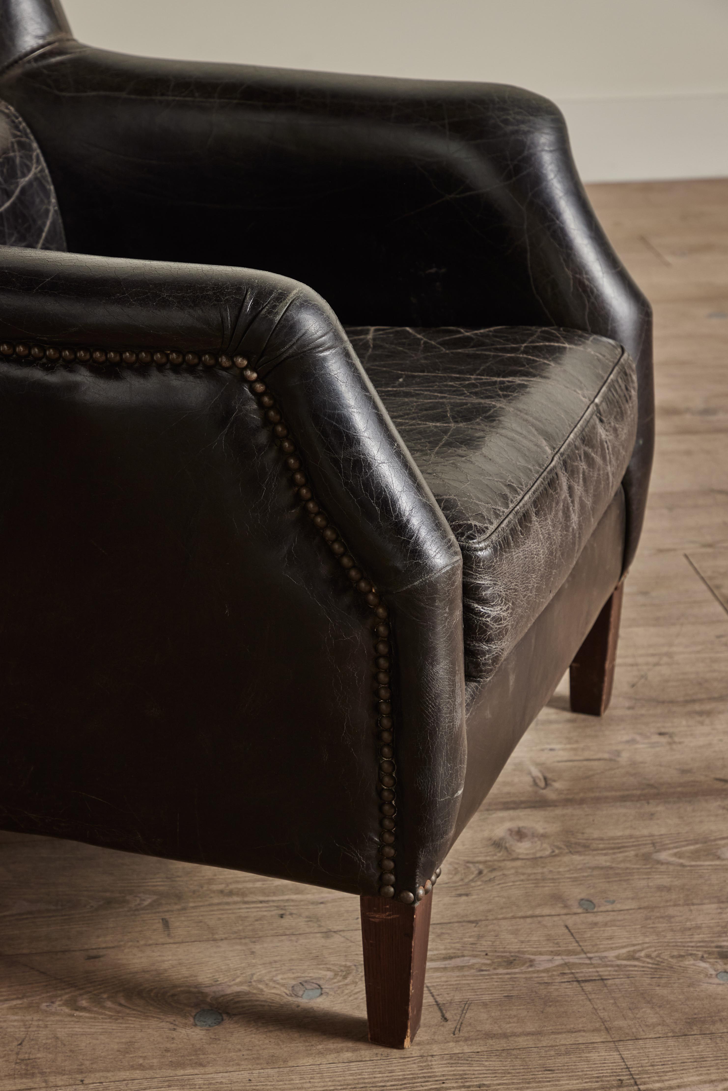 1960s Black Leather Chair For Sale 2