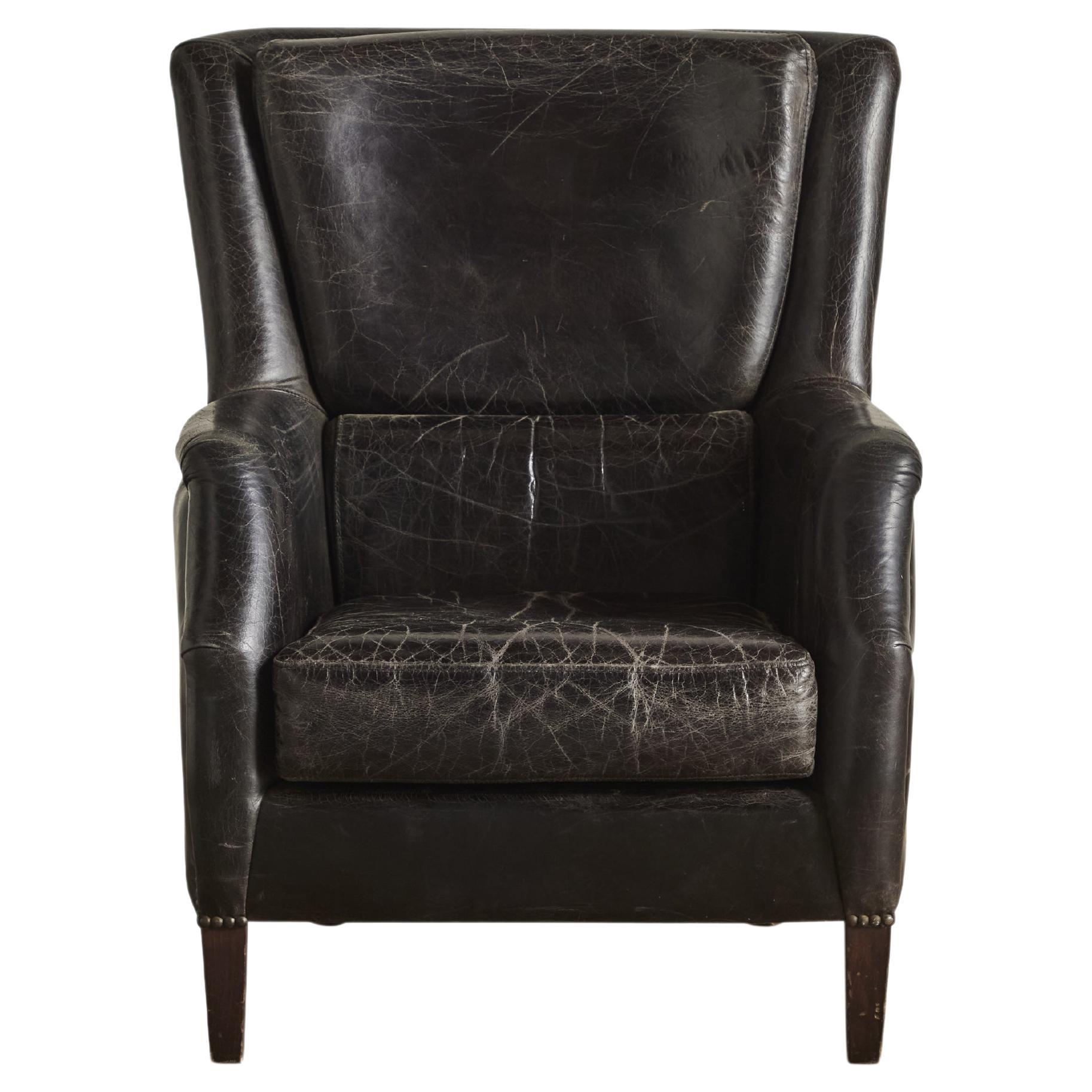 1960s Black Leather Chair For Sale