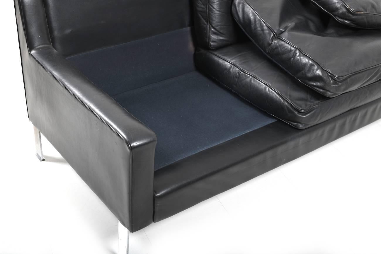 1960s Black Leather Tecta Moebel Seating Group 3-1-1-1 For Sale 4