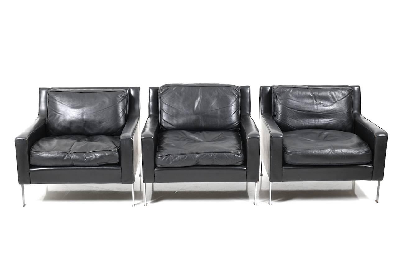 1960s Black Leather Tecta Moebel Seating Group 3-1-1-1 For Sale 6