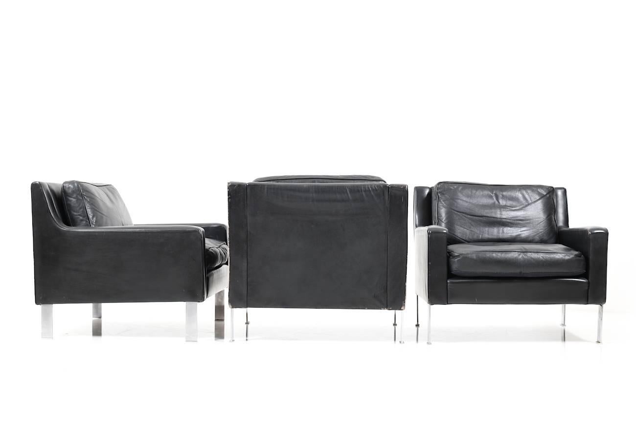 1960s Black Leather Tecta Moebel Seating Group 3-1-1-1 For Sale 11