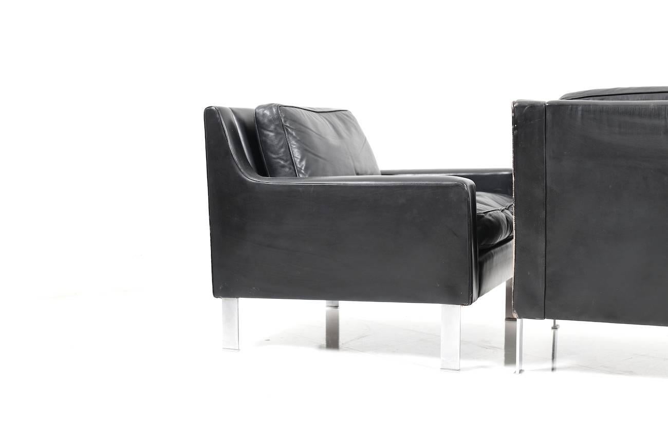 1960s Black Leather Tecta Moebel Seating Group 3-1-1-1 For Sale 12