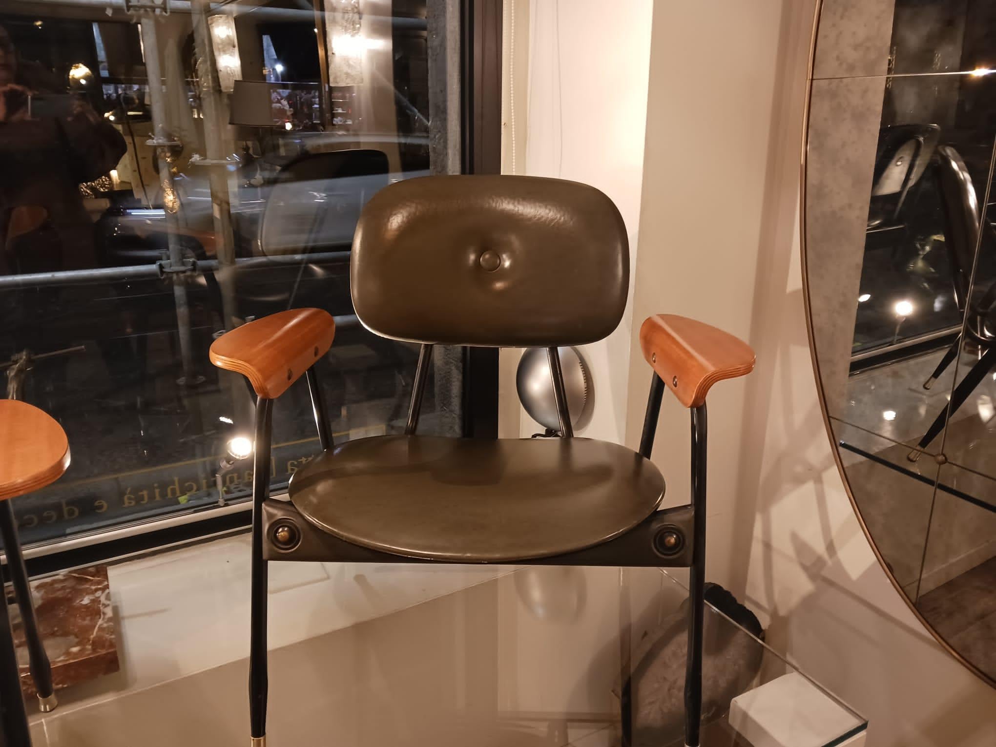 Black Leather in the Style of Marco Zanuso, circa 1960s Three Armchairs 1