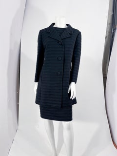 1960er Jahre Schwarzes Lilli Ann Kleid und Mantel Ensemble