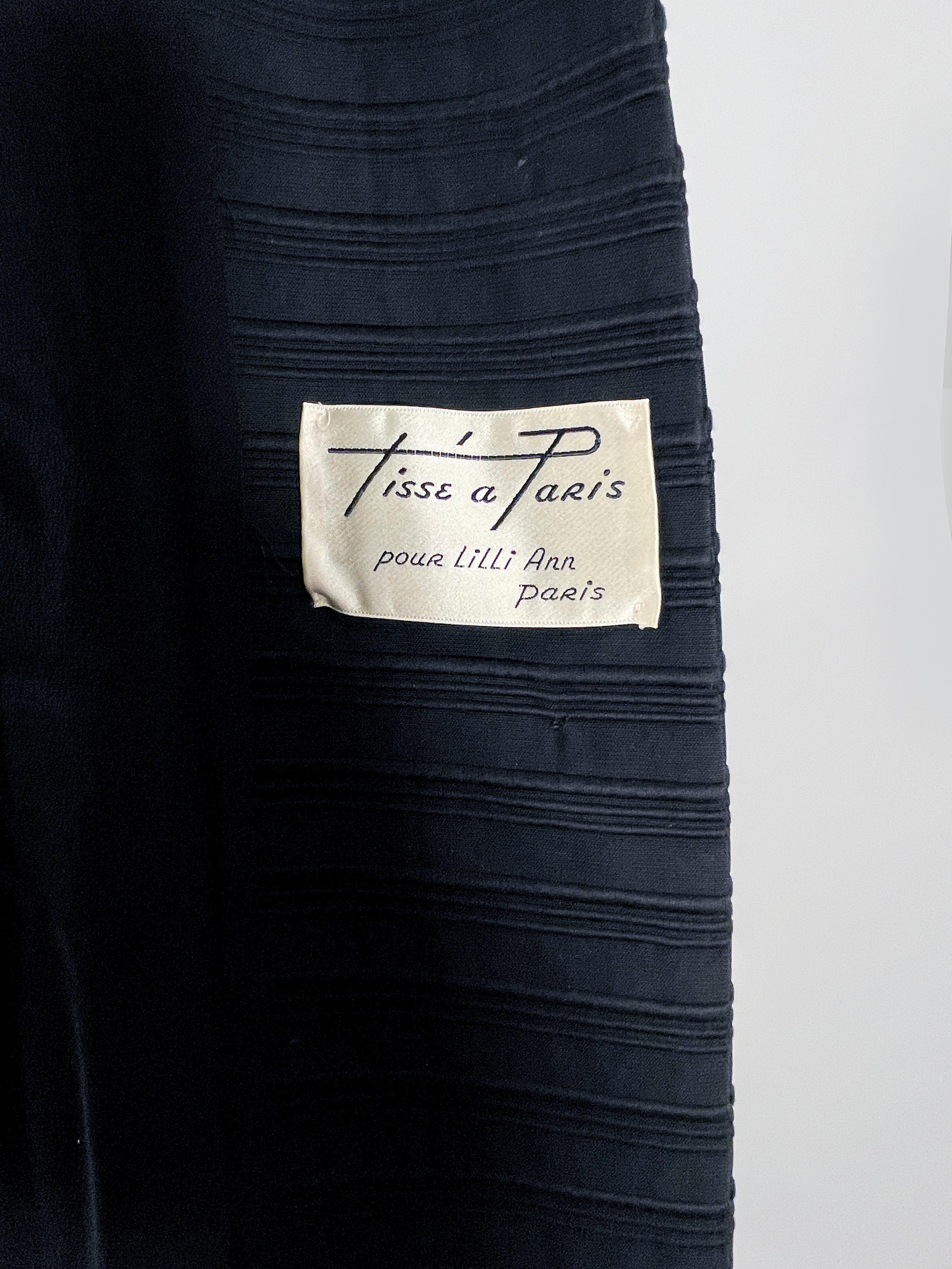 Ensemble robe et manteau noir de Lilli Ann des années 1960 en vente 2