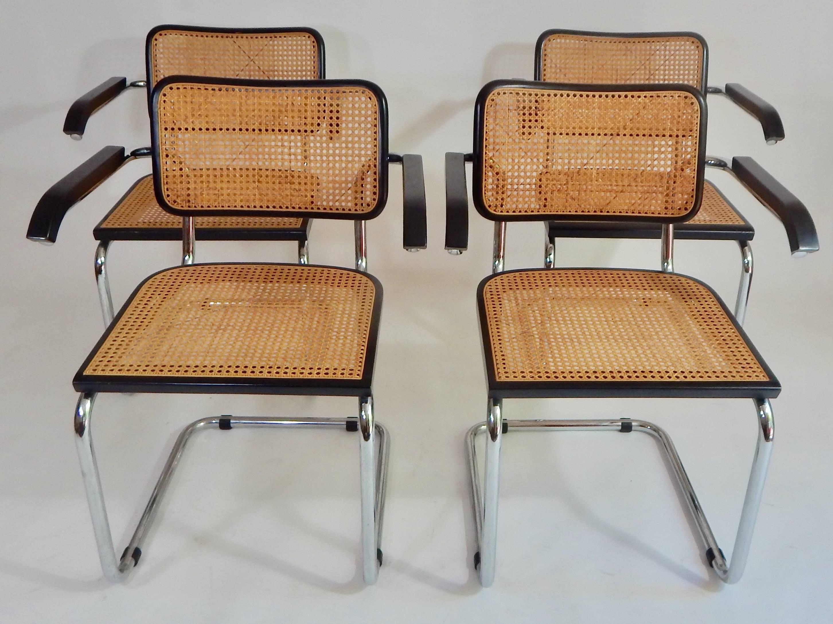 1960s Black Marcel Breuer Cesca Chairs, Italy 2