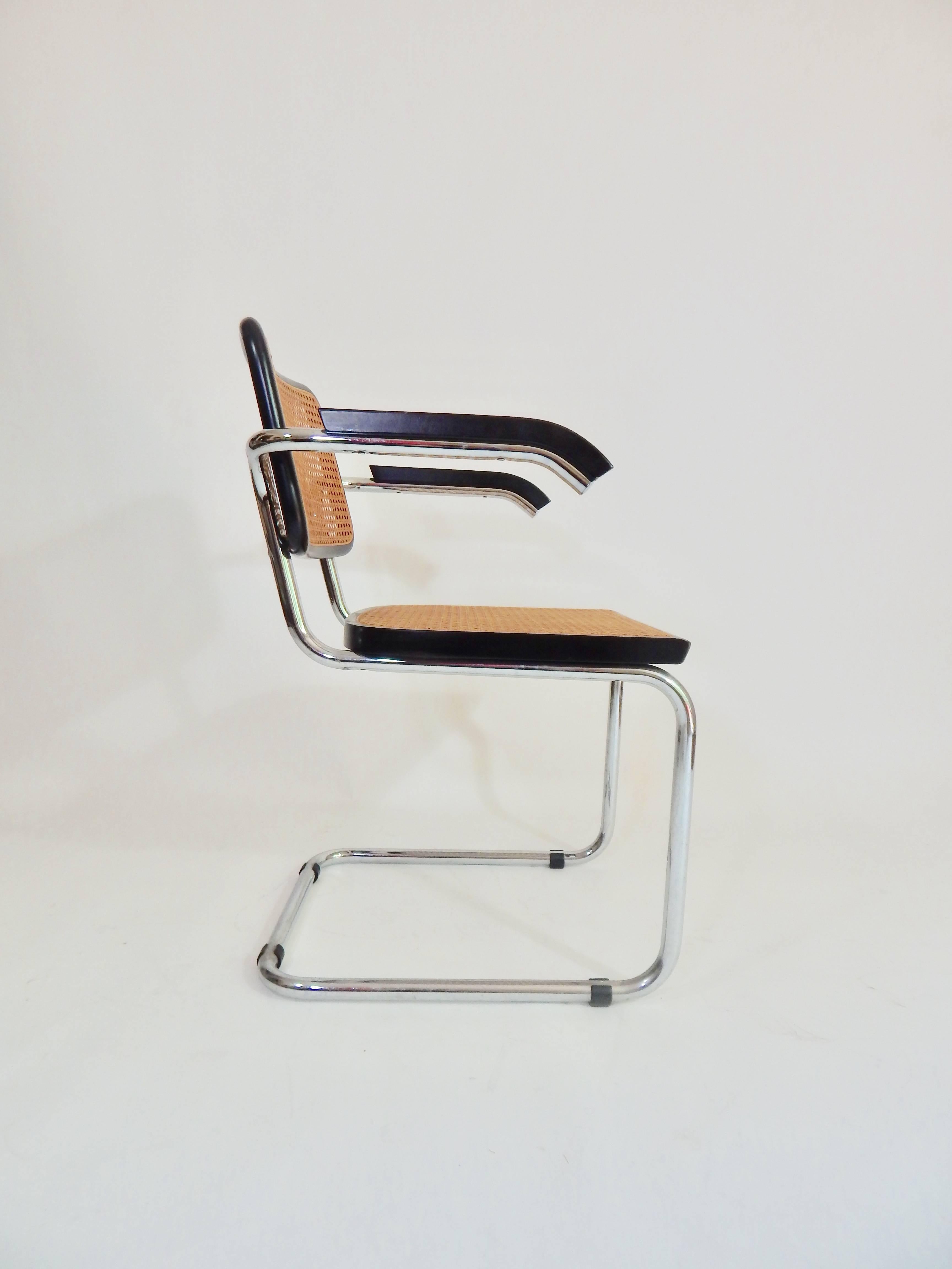 Italian 1960s Black Marcel Breuer Cesca Chairs, Italy
