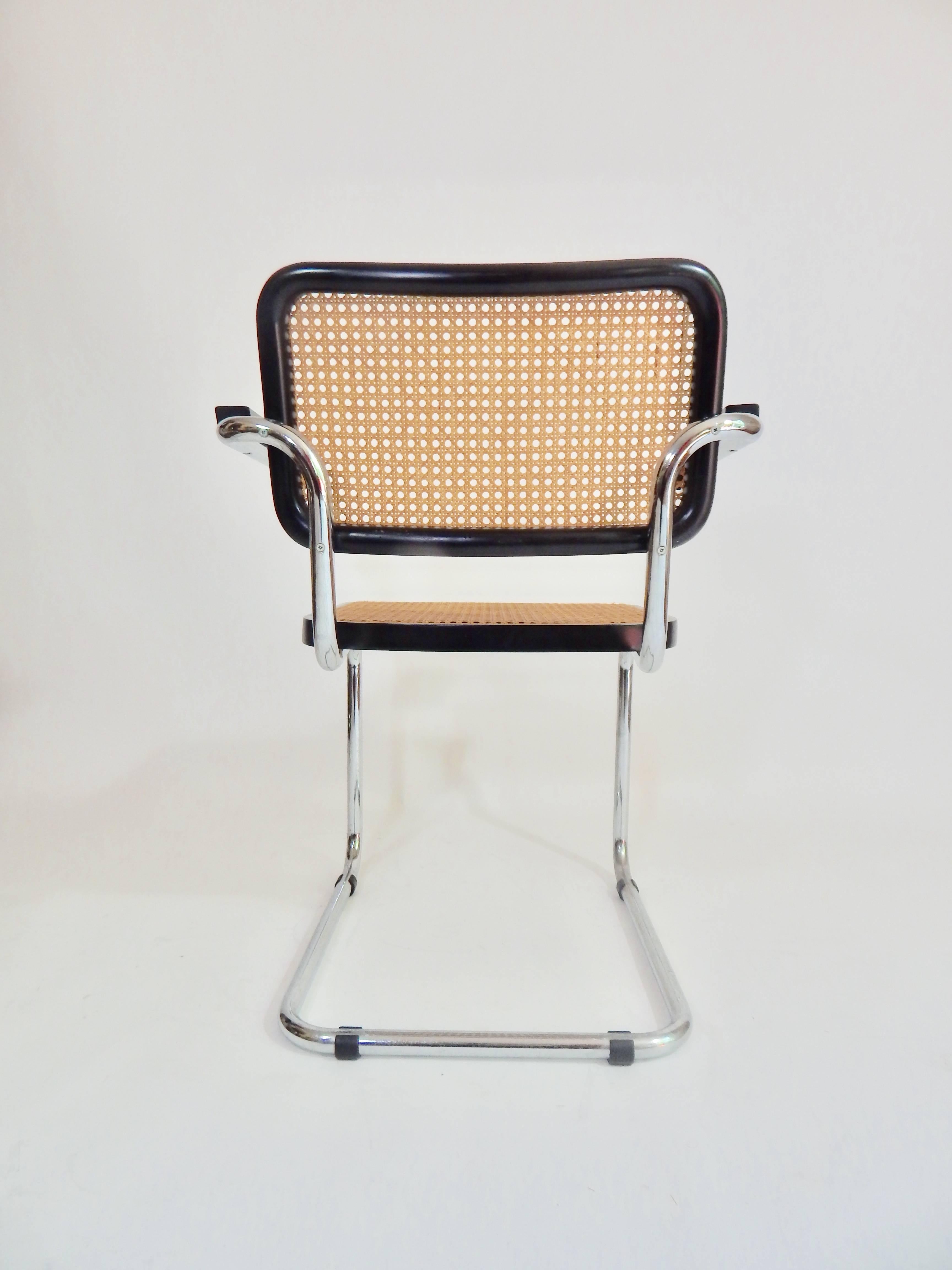 Caning 1960s Black Marcel Breuer Cesca Chairs, Italy