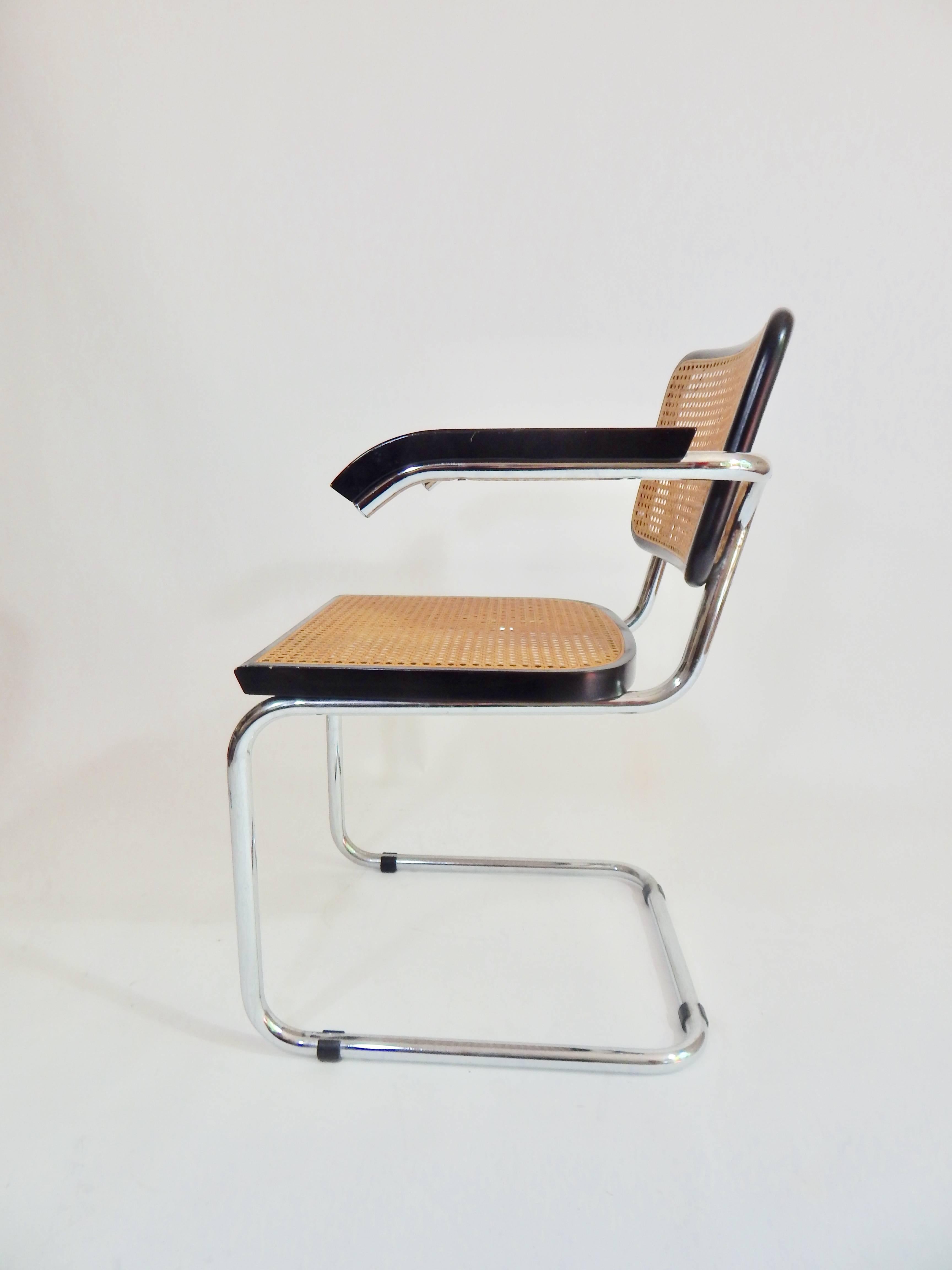 1960s Black Marcel Breuer Cesca Chairs, Italy In Excellent Condition In New York, NY