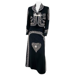 Vintage 1960s Black Mariachi Charro Suit