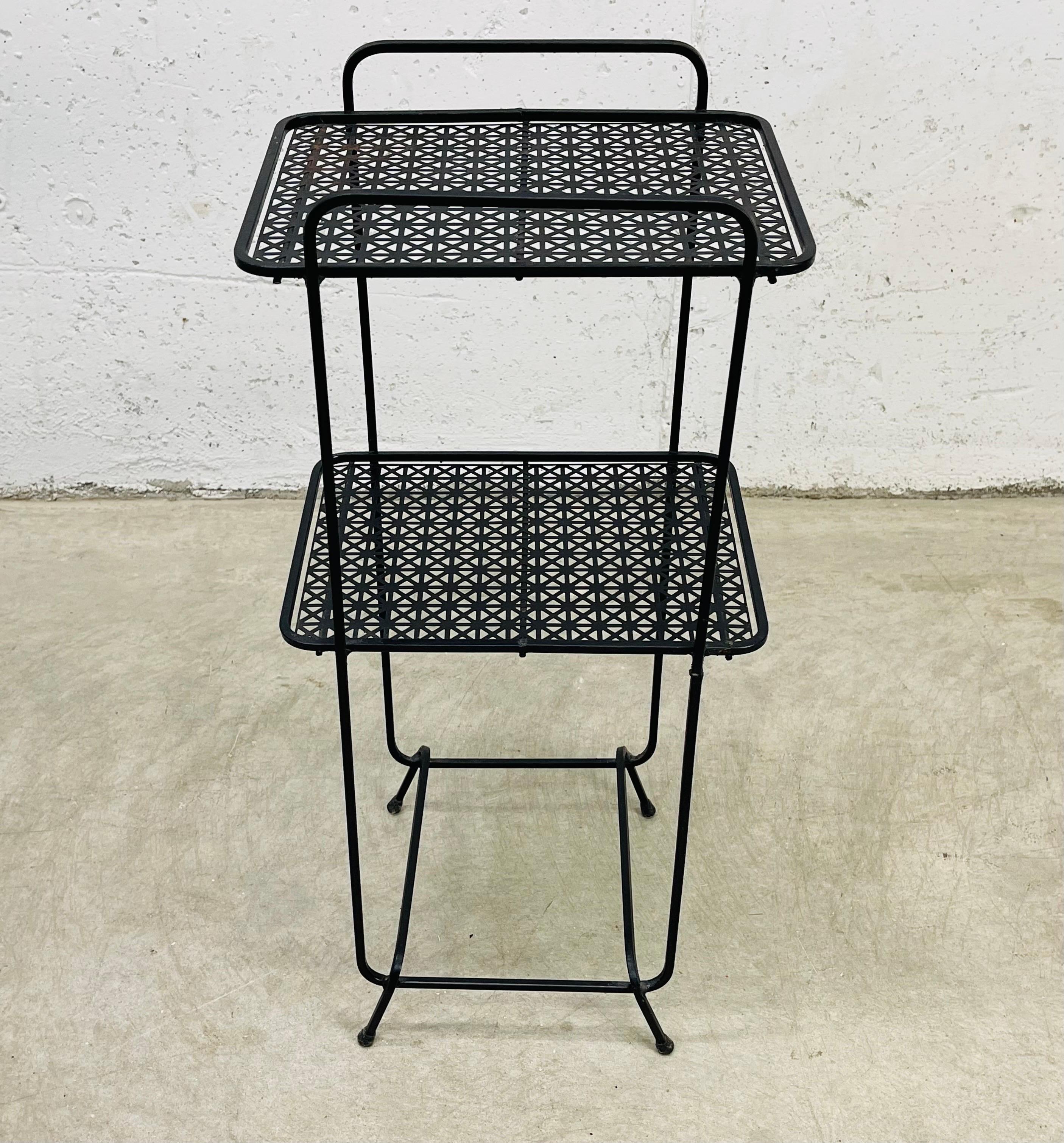 20th Century 1960s Black Metal Mesh Side Table For Sale