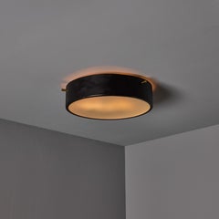 Lampe de plafond en métal noir et verre opalin des années 1960, par Bruno Gatta pour Stilnovo