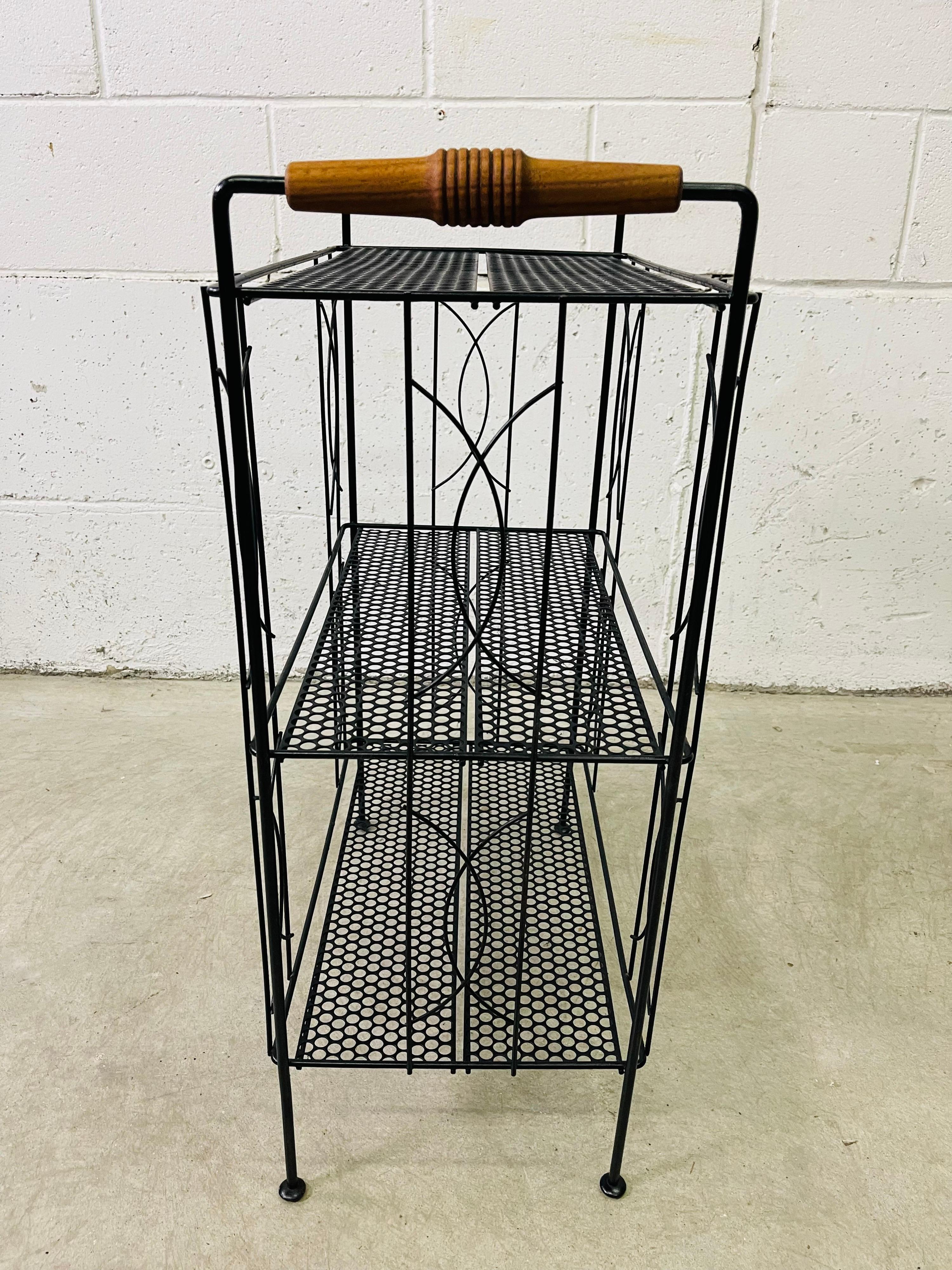 Mid-Century Modern 1960s Black Metal Storage Shelf