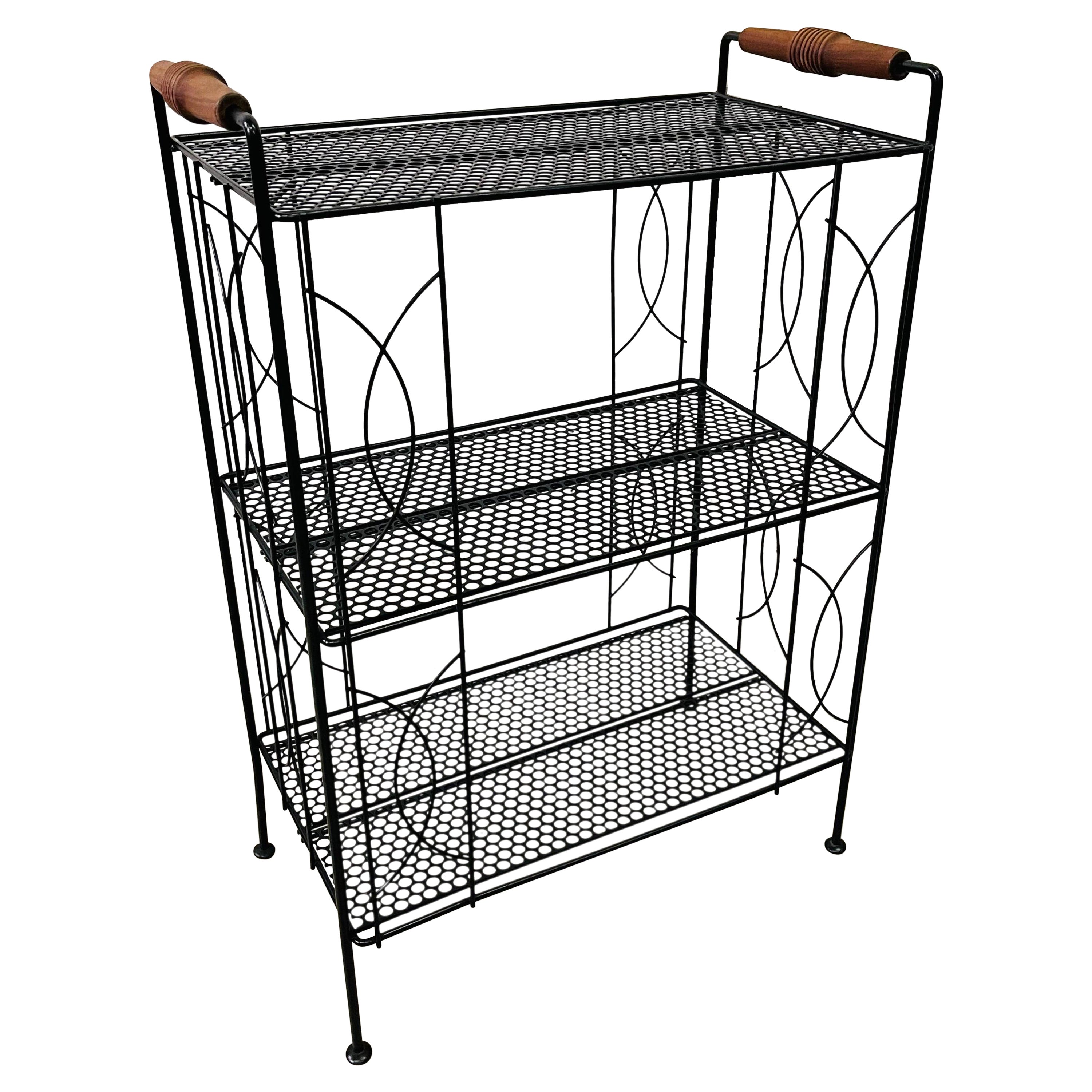 1960s Black Metal Storage Shelf