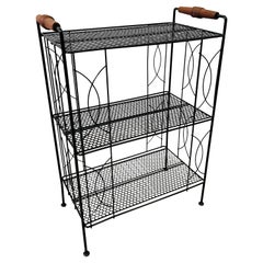 Vintage 1960s Black Metal Storage Shelf