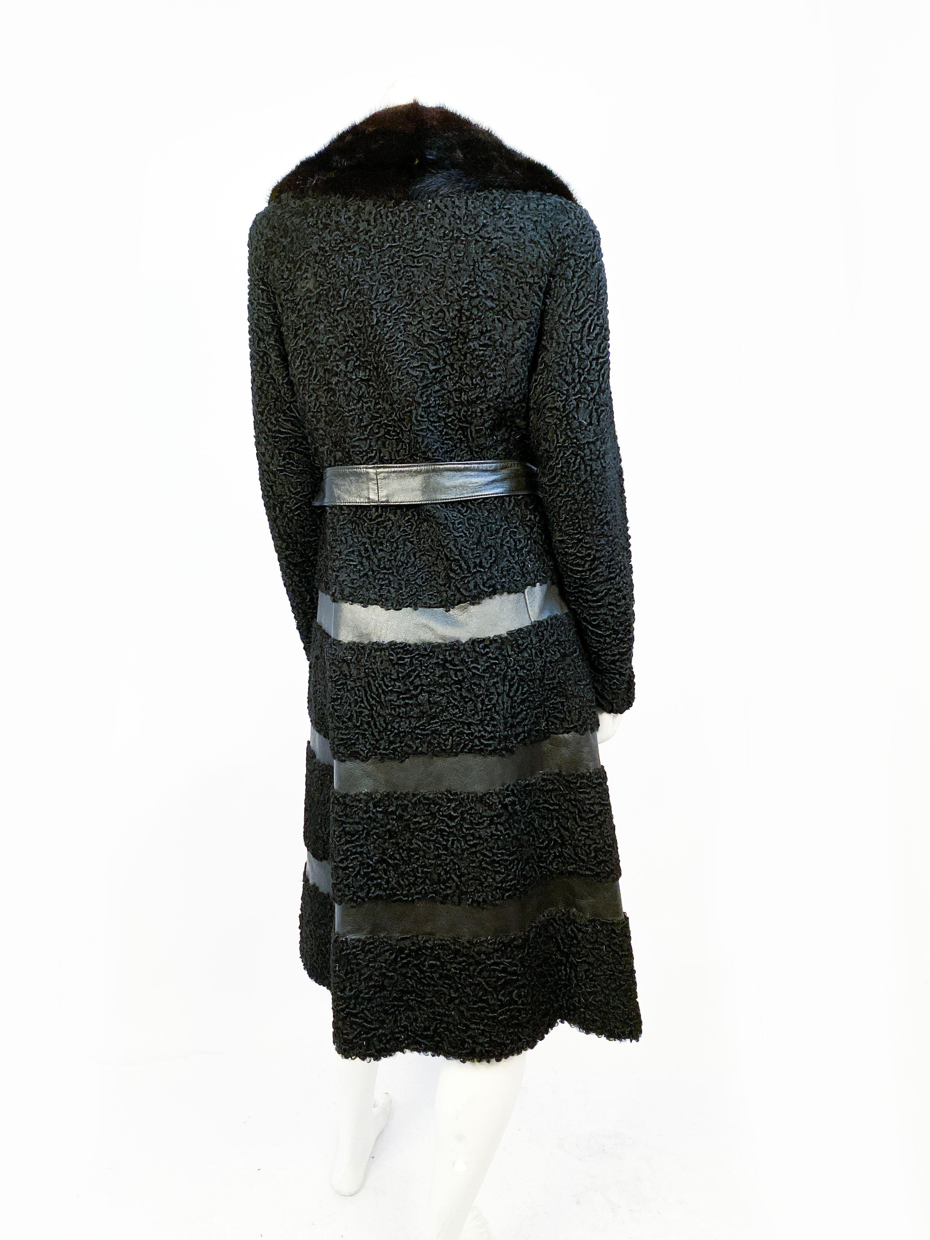 1960s Black Persian Lamb Coat With Mink Collar 2