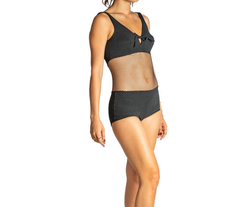 1960S Maillot de bain Bond Girl noir en poly/nylon extensible en vente 1