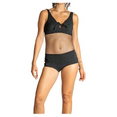 1960S Black Poly/Nylon Stretch Bond Girl Swimsuit