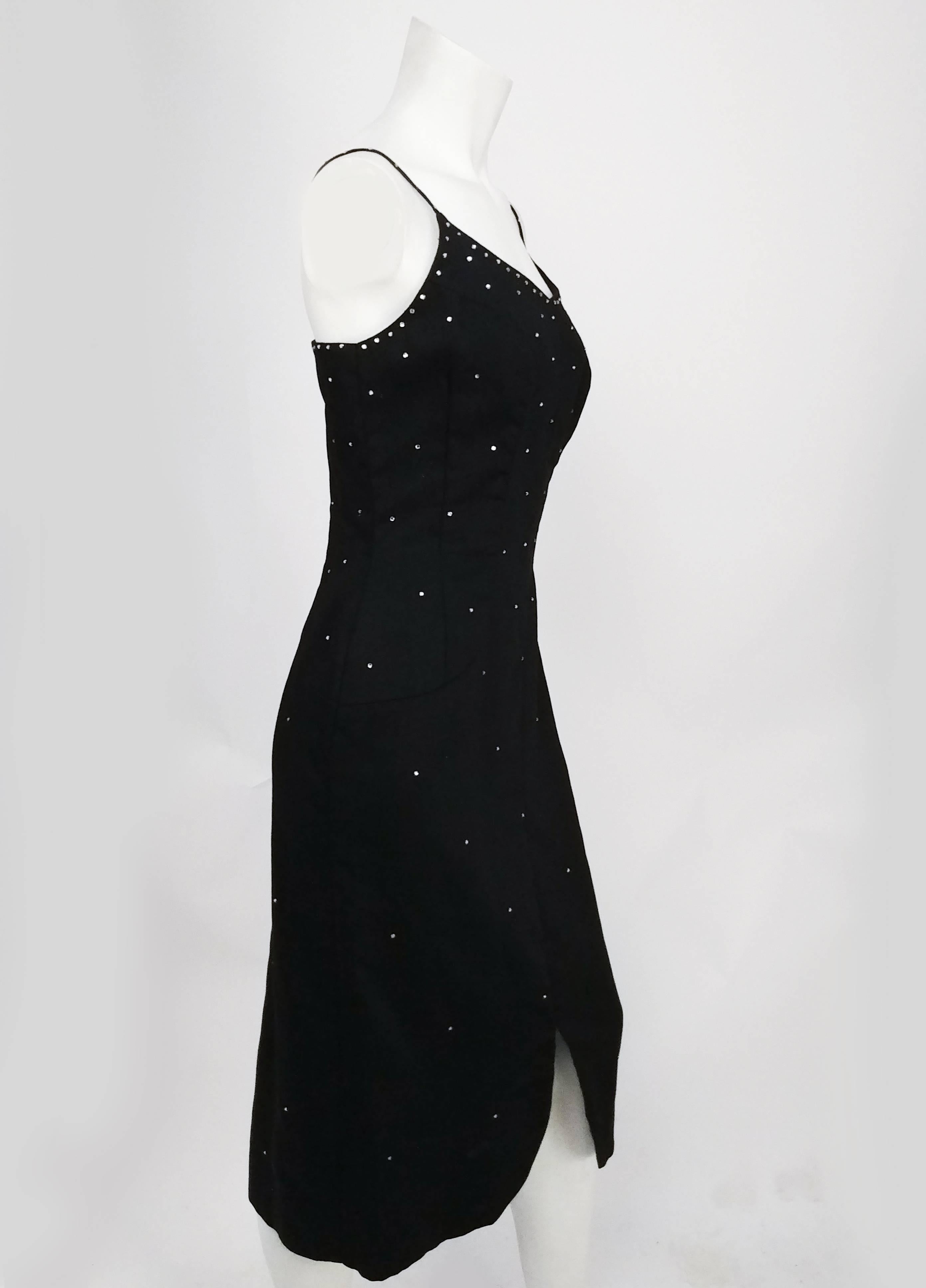Black Rhinestoned Cocktail Dress, 1960s  In Good Condition For Sale In San Francisco, CA