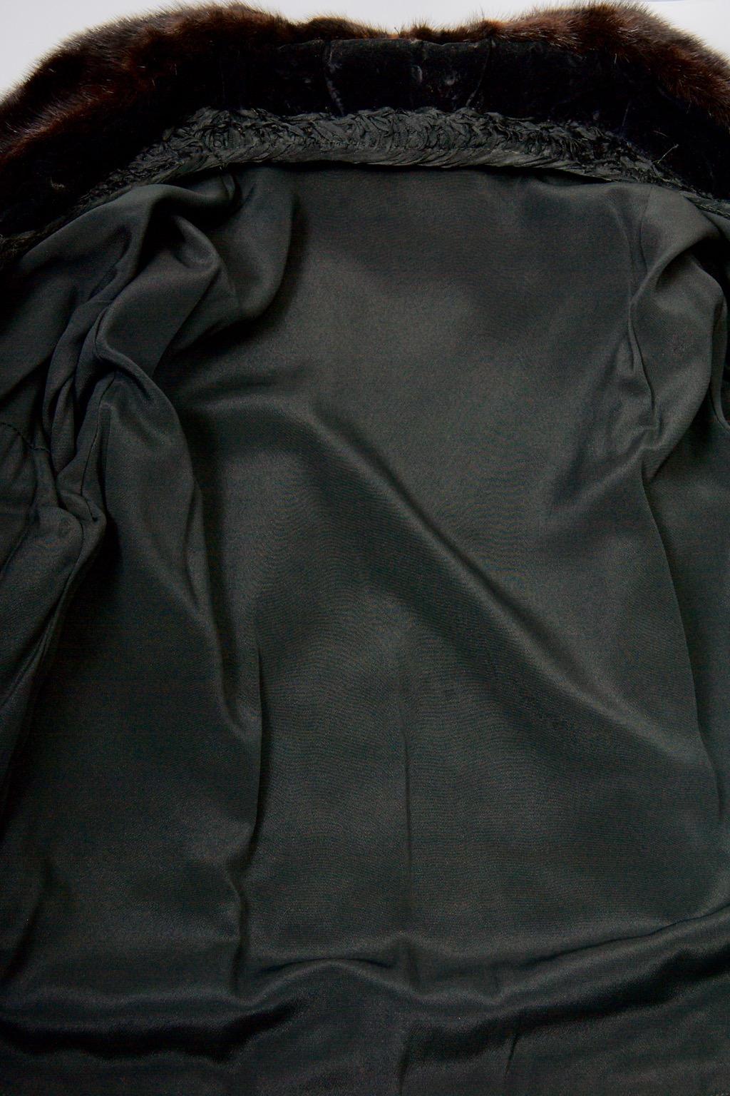 1960s Black Ribbon Jacket with Mink Collar 6