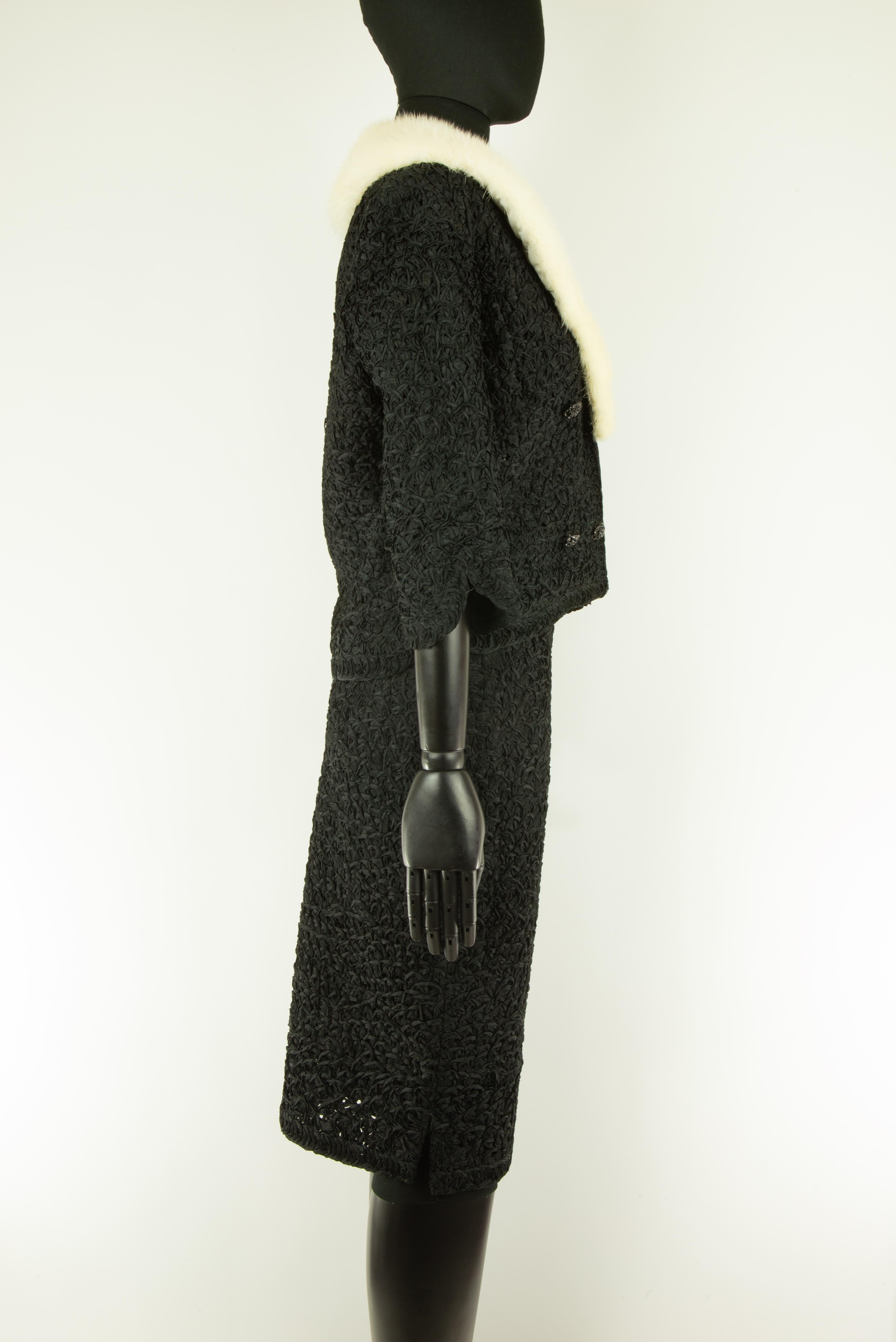 1960s Black Ribbon Suit For Sale 4