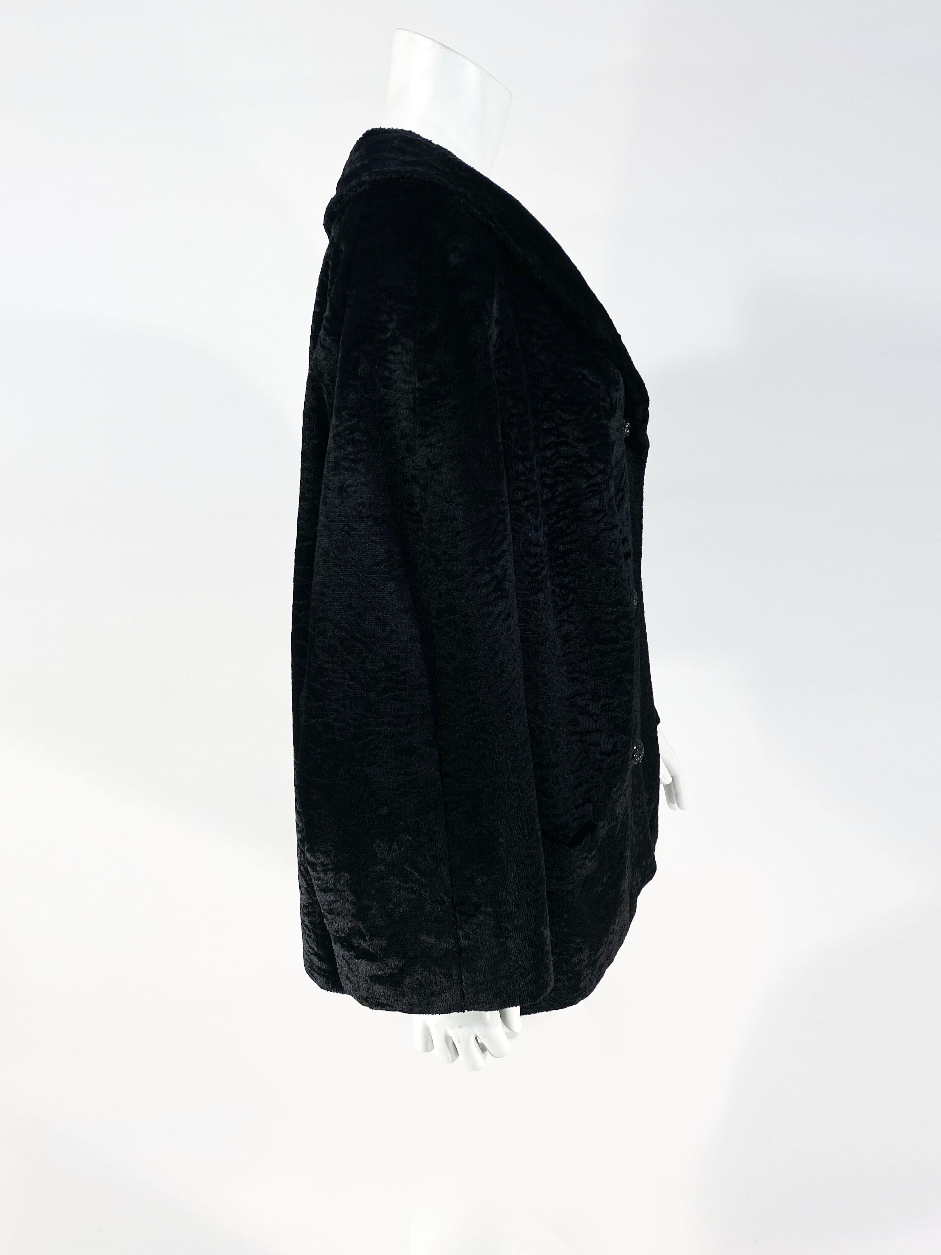 Women's 1960s Black Sculpted Velour Jacket For Sale