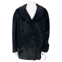 Vintage 1960s Black Sculpted Velour Jacket